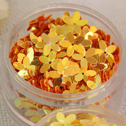 diy手缝金光亮片彩色珠片衣服花边帽子幼儿园手工五瓣花装饰材料 - 图2