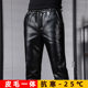 Slim leather pants men's winter plus velvet thick men's small feet men's warm motorcycle riding waterproof windproof cotton pants