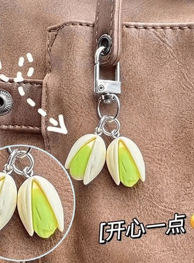 仿真开心果钥匙扣挂件车载吊坠汽车摆件立体手机链家居礼品摆地摊