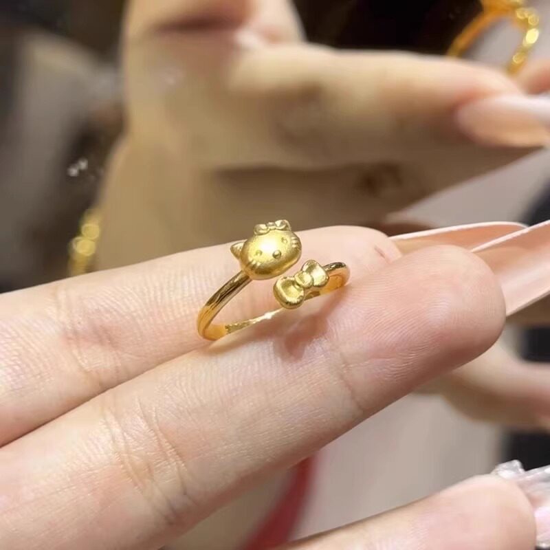 Pure gold KT cat ring Valentine’s Day gift for girlfriend