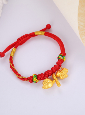 足金999吉祥三宝婴儿手镯黄金