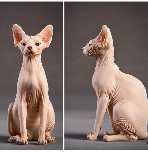 【JXK】正品  加拿大无毛猫 斯芬克斯猫家居车载摆件潮玩手办 - 图2