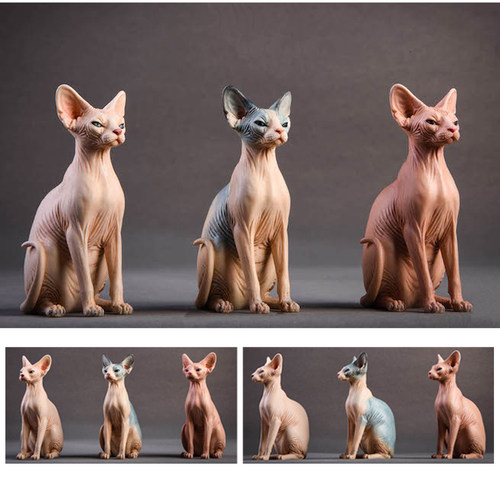 【JXK】正品  加拿大无毛猫 斯芬克斯猫家居车载摆件潮玩手办 - 图0