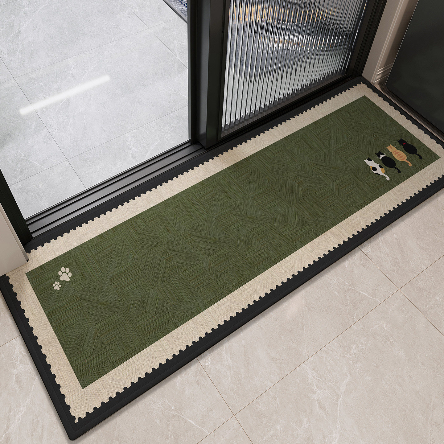 No-wash absorbent kitchen mat