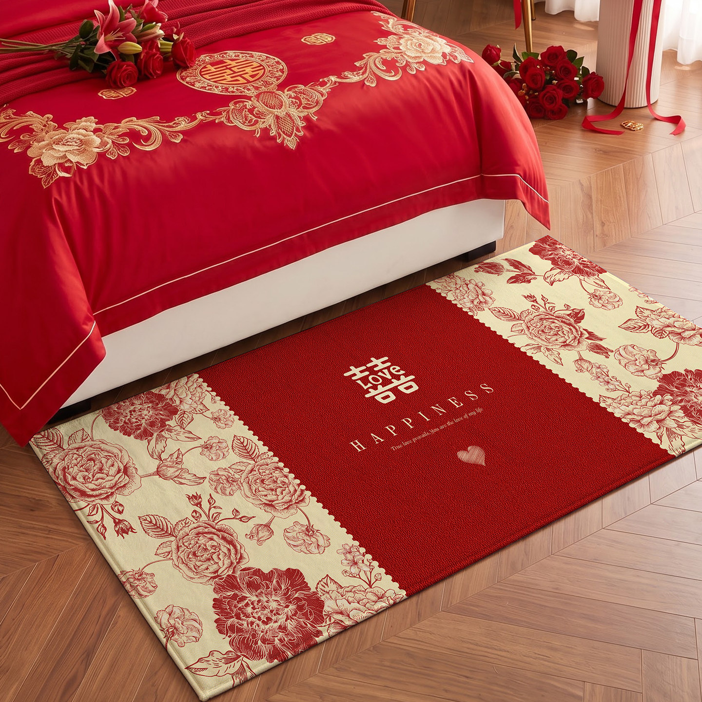Wedding room new red bedside blanket wedding atmosphere decoration