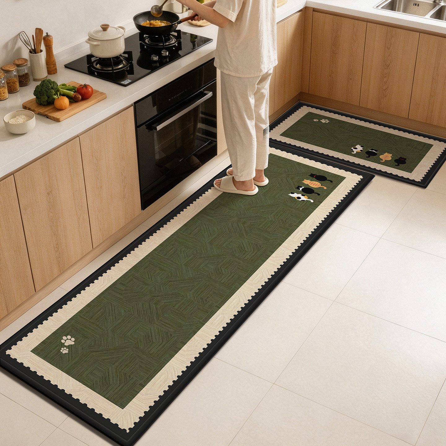 No-wash absorbent kitchen mat