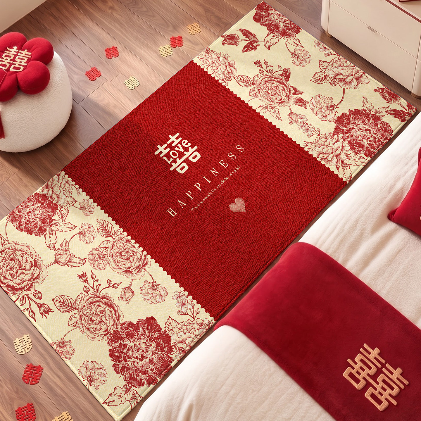 Wedding room new red bedside blanket wedding atmosphere decoration