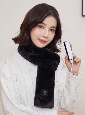 发热围巾女冬季保暖德绒加绒厚款