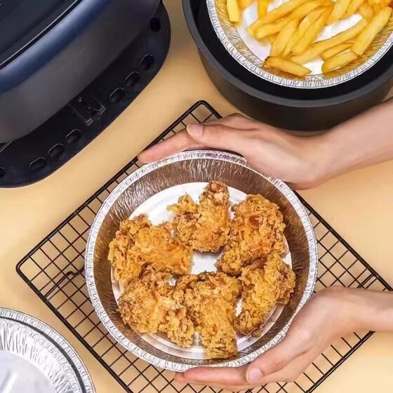 Air fryer special tinfoil plate household food grade round tinfoil baking pan fryer paper microwave oven oil paper