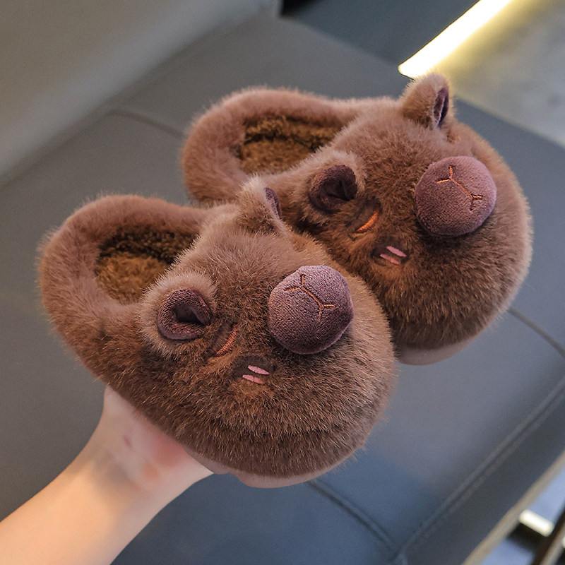 卡皮巴拉儿童棉拖鞋男童冬季卡通可爱防滑室内亲子女宝宝毛毛拖鞋,淘宝优惠券,粉丝福利购,淘宝优惠卷