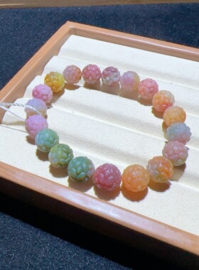 天然盐源玛瑙四叶草雕刻手串约10mm