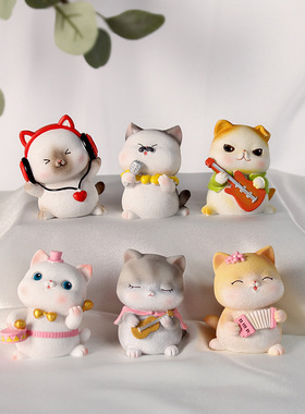 ins可爱卡通树脂汽车小猫咪摆件