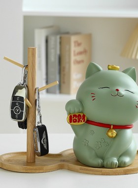 招财猫餐巾纸巾盒客厅茶几轻奢抽纸盒简约可爱设计感家居装饰摆件