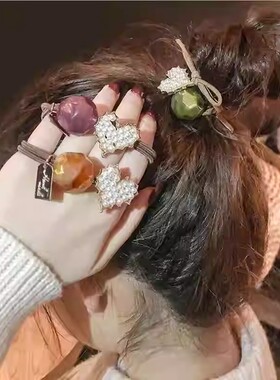 韩版半丸子头绳扎头发皮筋