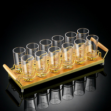 Бокал для вина 高档金山二两白酒杯金箔家用带刻度小酒杯100ml水晶杯2两酒具套装