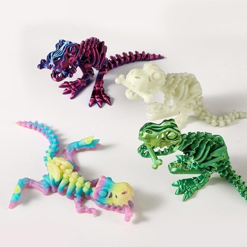 3D打印骷髅恐龙霸王龙立体儿童创意玩具摆件造景关节可动发光手办 - 图2