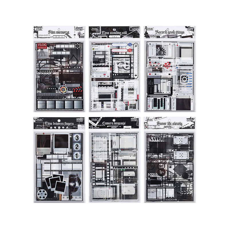 PET复古电影胶片边框贴纸手帐diy高颜值咕卡流麻素材手账装饰贴画 - 图3