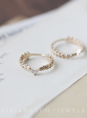 春季新作羽毛s925纯银雕刻戒指