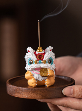 中式醒狮线香插招财摆件桌面装饰