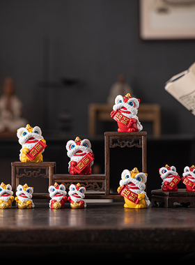 瓷水陶清仿真醒狮装饰摆件高级