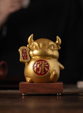 青砂石祝福创意桌面生肖牛装饰品