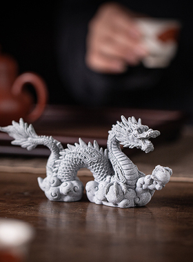 青砂石装饰中式盆栽分体式神龙