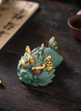 瓷水陶清创意可爱麒麟摆件