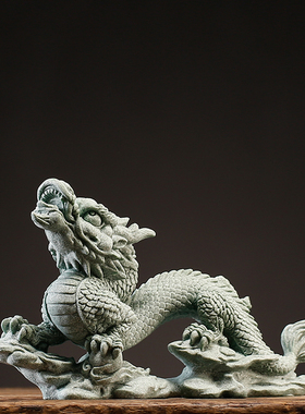青砂石鱼缸造景瑞兽神龙摆件