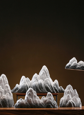 创意陶瓷假山鱼缸盆栽造景摆件新中式家居客厅桌面沙盘景观装饰品