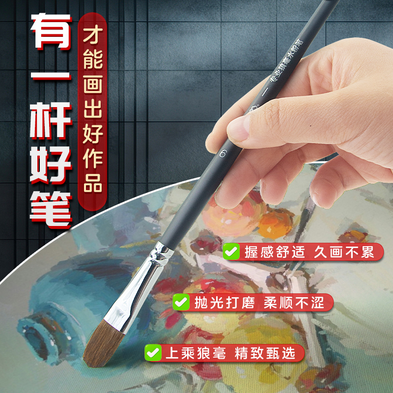 马利狼毫水粉笔套装丙烯颜料画笔油画笔美术生专用水彩笔刷排笔刷子初学者绘画勾线笔美术考试画画