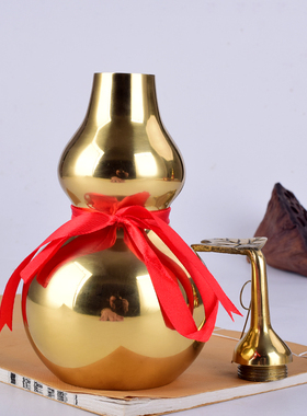 铜葫芦纯黄铜摆件八卦挂件铜开口开盖空心胡葫工艺品风水摆件包邮