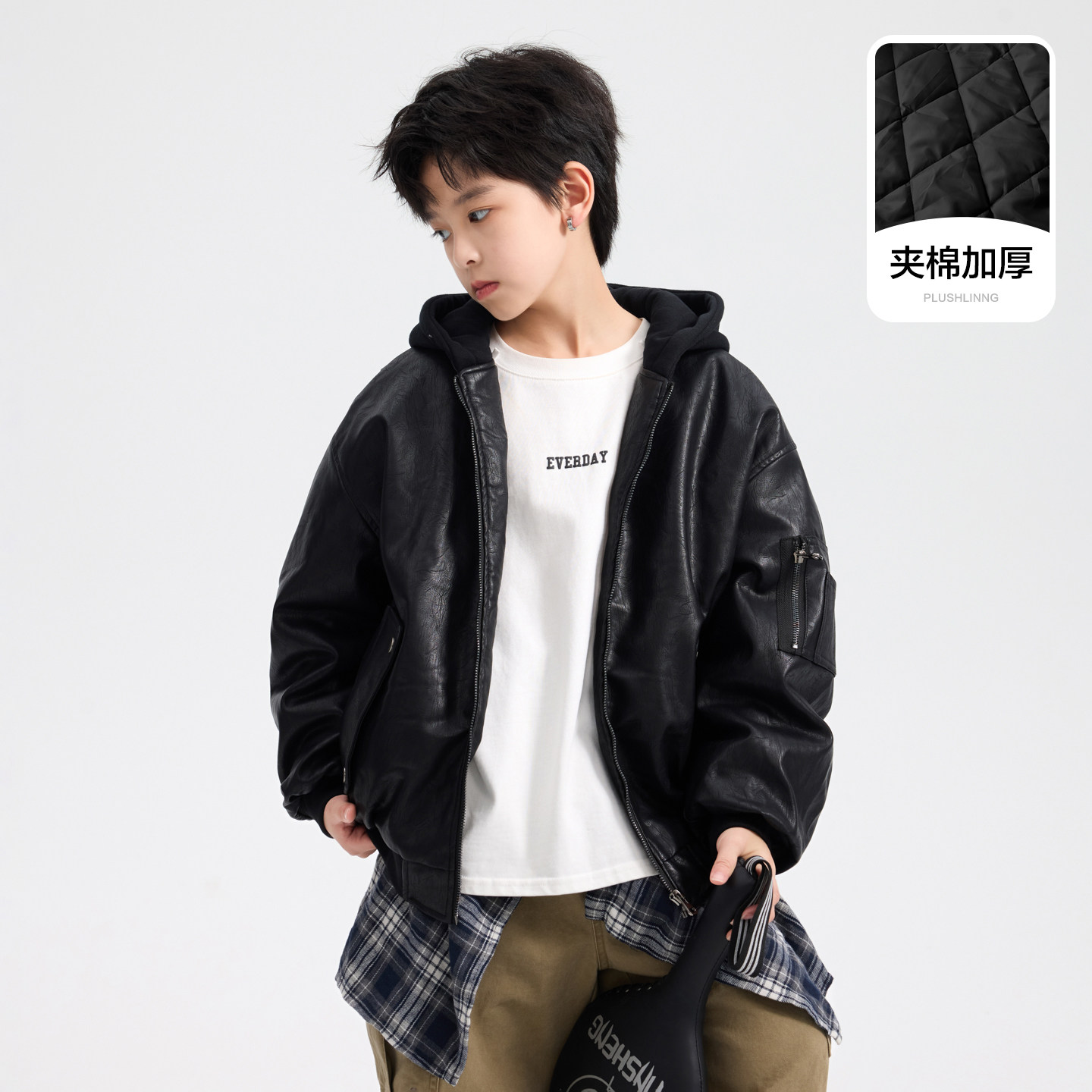 男童皮衣2025新款秋冬季儿童学生中大童男孩帅气加厚保暖棉衣外套,淘宝优惠券,粉丝福利购,淘宝优惠卷