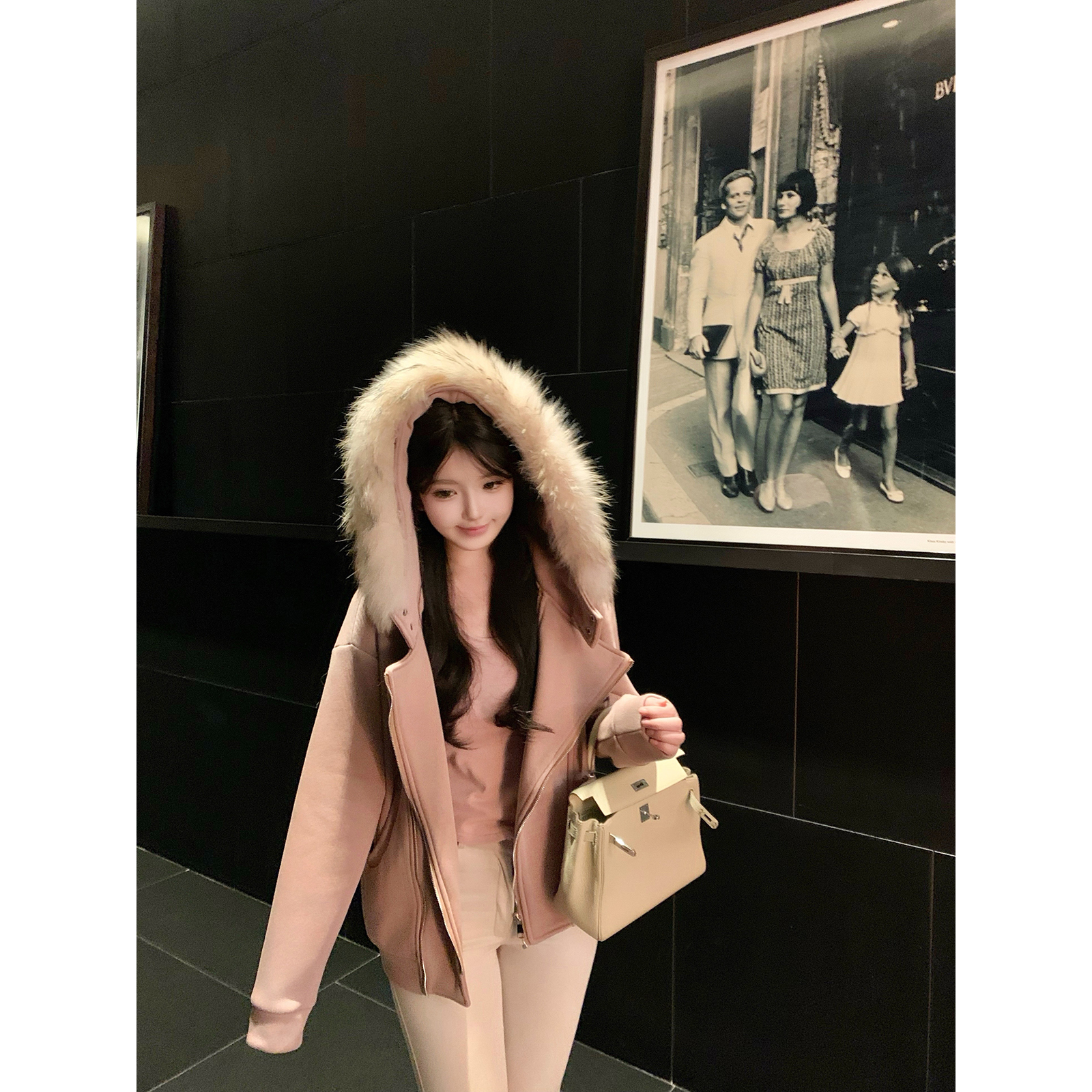 Hotdog 热狗很辣【绒绒雪松 真貉子毛领 蒲绒卫衣】貉子毛领卫衣 - 图2