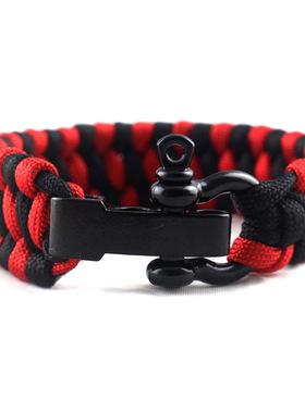 乐道户外 尼龙七芯伞绳手链野外登山应急可调节式不锈钢扣D扣手环