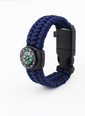 户外运动手环 野营多功能可拆指南针温度计伞绳编织应急生存手链