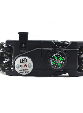 户外用品多功能指南针打火棒手链工具包套装野营应急钓鱼生存装备