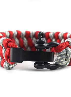 锌合金可调节吊扣 伞绳手链扣户外生存人工伞绳编织手环手绳