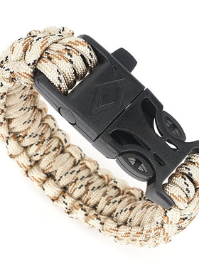 现货五合一指南针伞绳手环多功能打火石伞绳手链求生手环