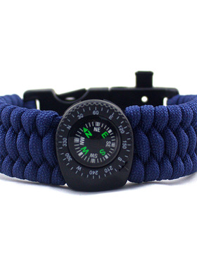 厂家现货七芯伞绳编织手环户外野营打火棒口哨扣多功能温度计手链