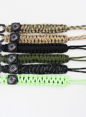 钓鱼生存打火棒指南针求生手链 多功能伞绳编织工具包手环