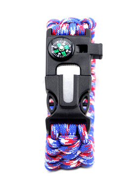 户外救生5合1七芯伞绳编织求生手环指南针打火石逃生应急伞绳手链