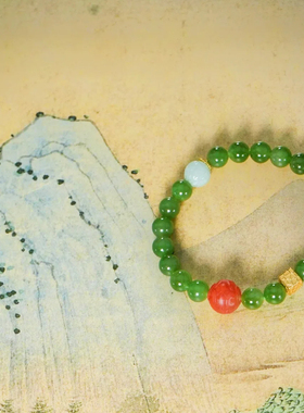 东方设计珠宝中式和田玉碧玉手串