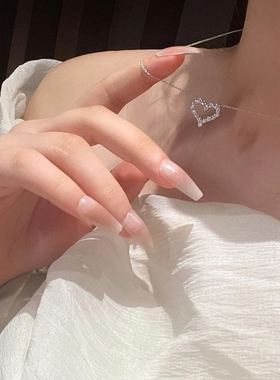 ITAILI BVIGARI爱心项链心形吊坠18k金满钻桃心锁骨链高级女礼物