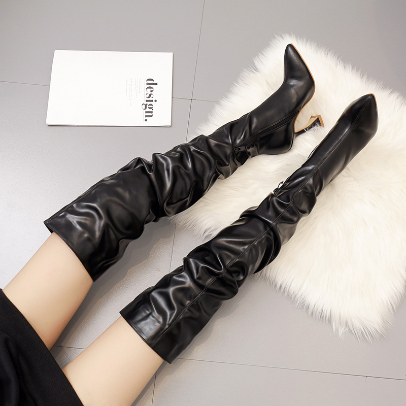 women knee-high boots high heel boots女过膝长靴高跟靴大码42-图1