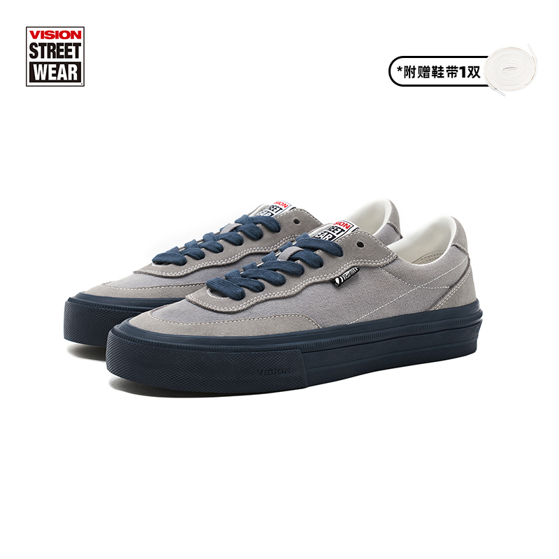 VISION官方  FLAT TOP灰色低帮经典翻毛皮帆布鞋男女街头滑板鞋 - 图3