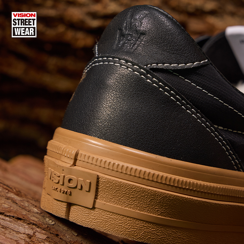 VISION官方  FLAT TOP生胶黑低帮翻毛皮拼接街头运动滑板鞋男女款 - 图3