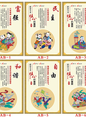 社会主义核心贴纸海报学校挂图