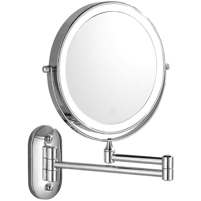 LED美容镜壁挂化妆镜浴室镜卫生间折叠镜子放大双面妆镜伸缩镜-图3