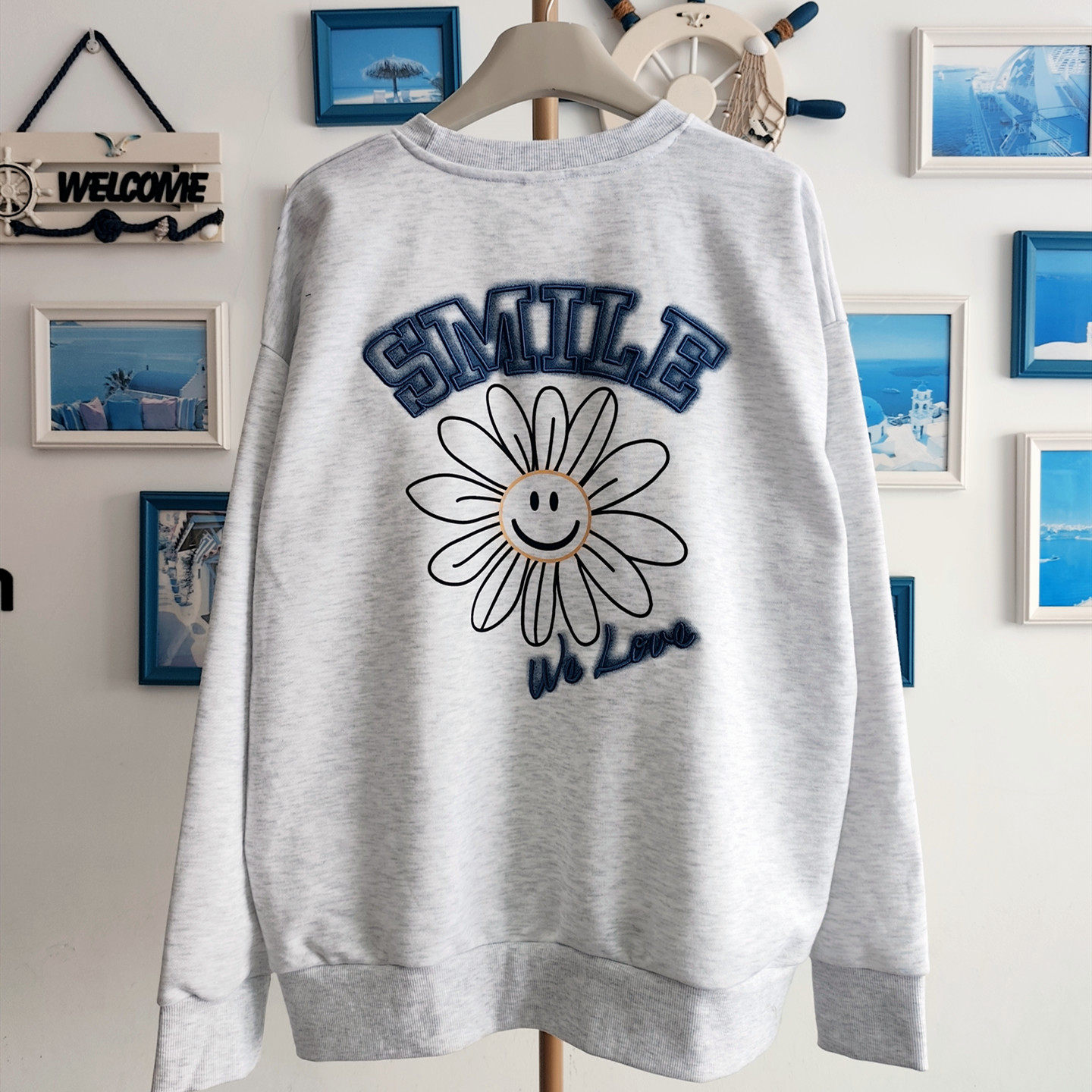 日单笑脸潮牌刺绣卫衣女新春款甜美优雅百搭休闲风潮流长袖上衣,淘宝优惠券,粉丝福利购,淘宝优惠卷