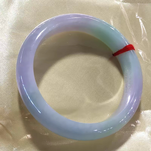 周玉镯福冰糯种春彩女士镯子缅甸宽条镯浅紫罗兰春带彩翡翠玉手镯 - 图2